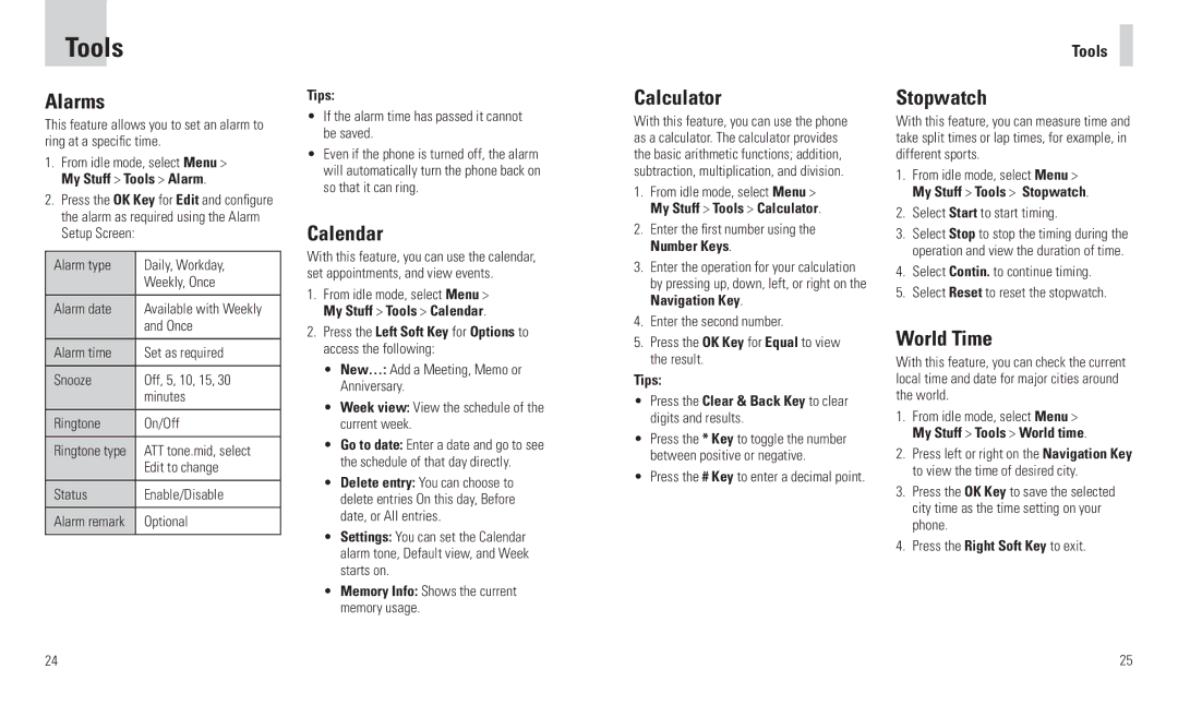 AT&T F160 user manual Tools 