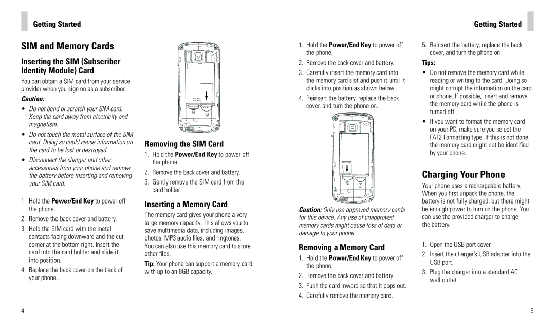 AT&T F160 user manual SIM and Memory Cards, Charging Your Phone 