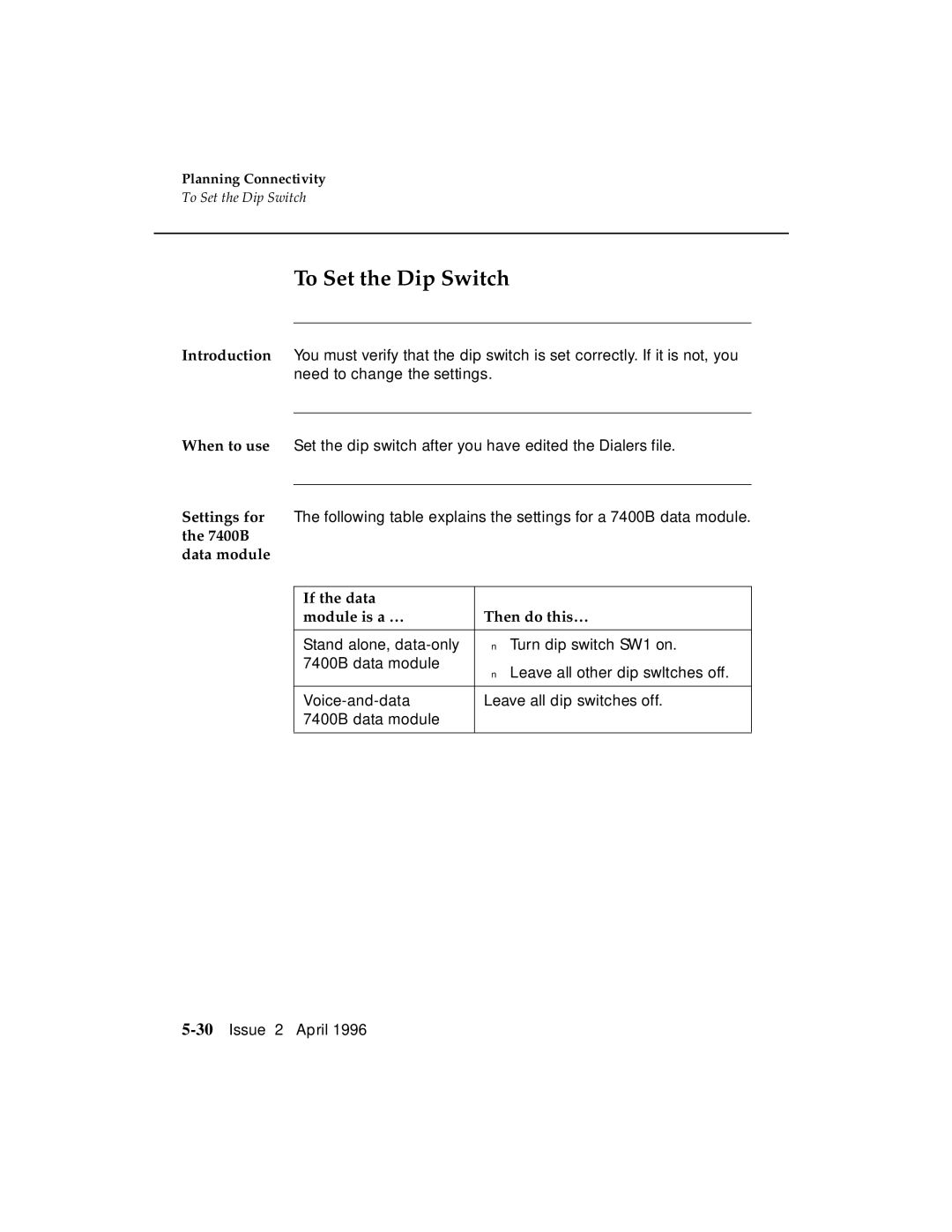 AT&T G3 manual To Set the Dip Switch 