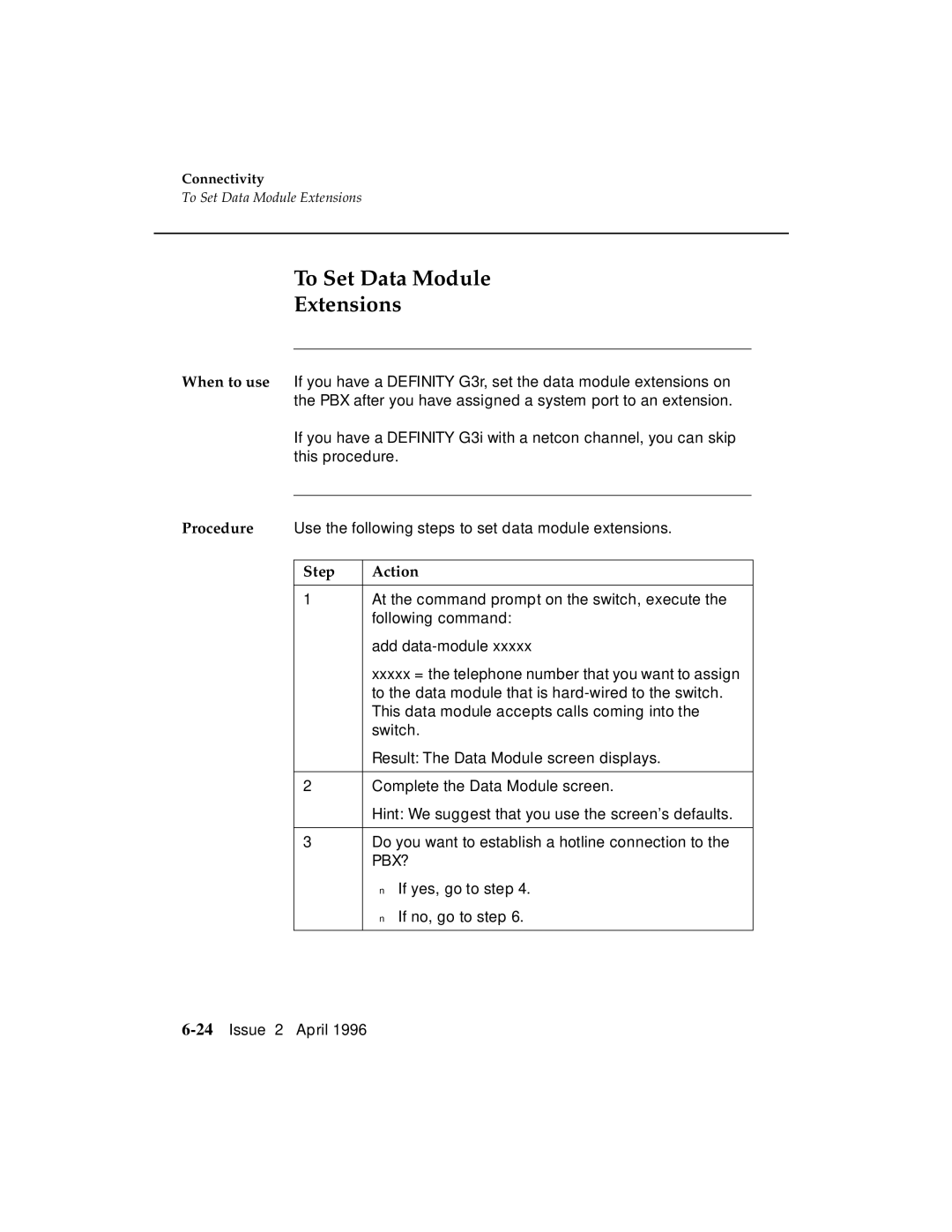 AT&T G3 manual To Set Data Module Extensions, Pbx? 