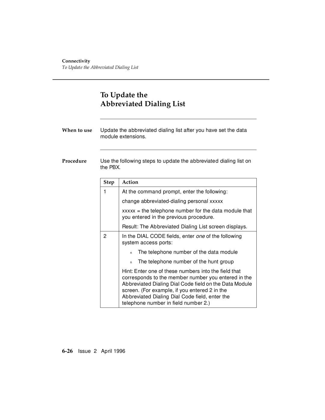 AT&T G3 manual To Update Abbreviated Dialing List 