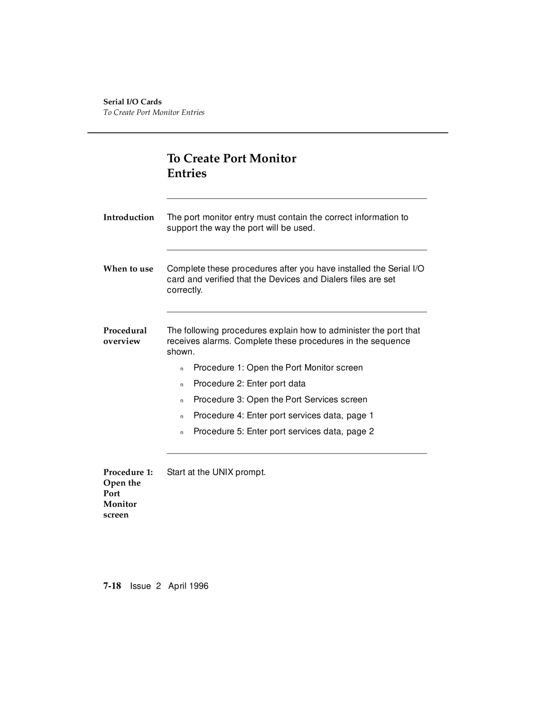 AT&T G3 manual To Create Port Monitor Entries, Open the Port Monitor screen 