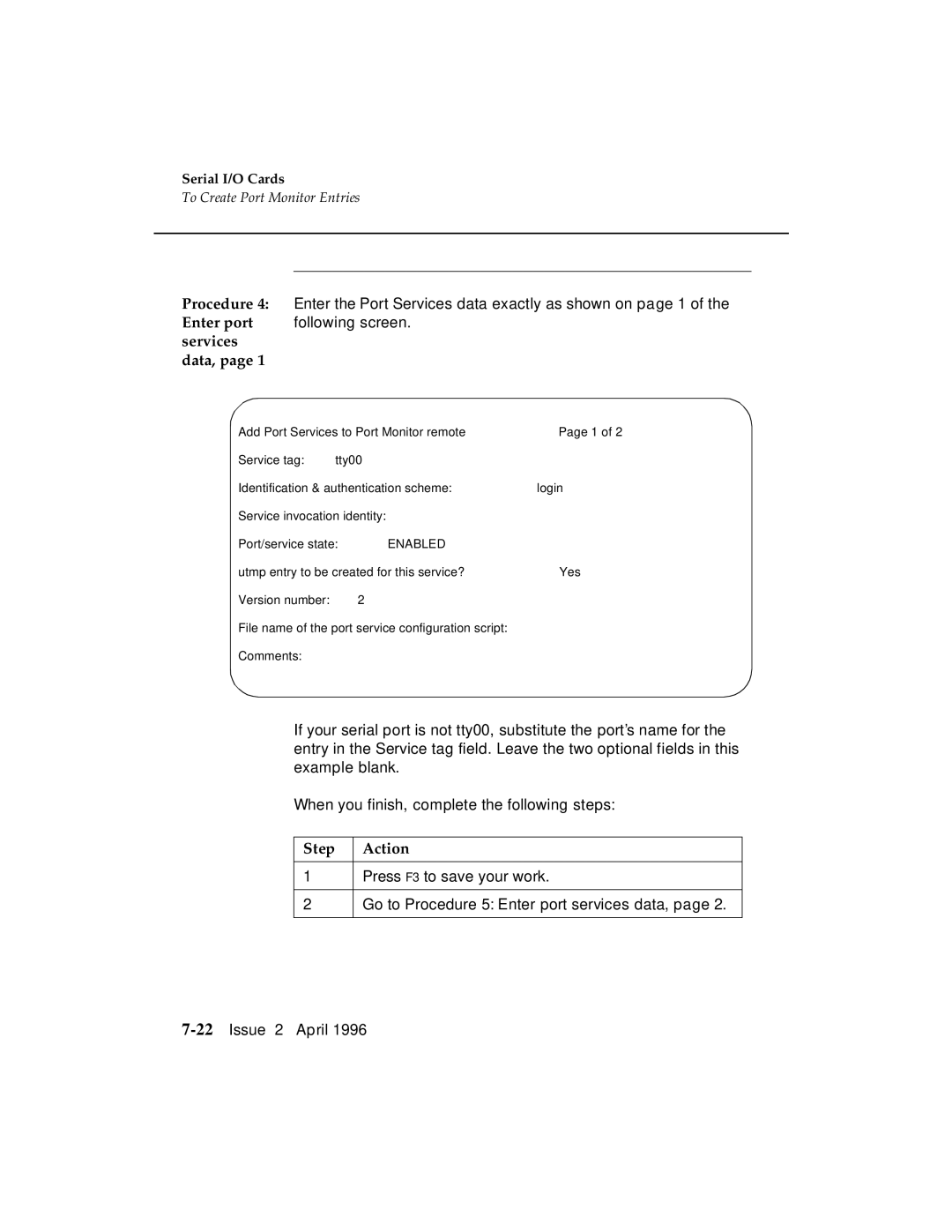 AT&T G3 manual Enter port following screen. services Data 