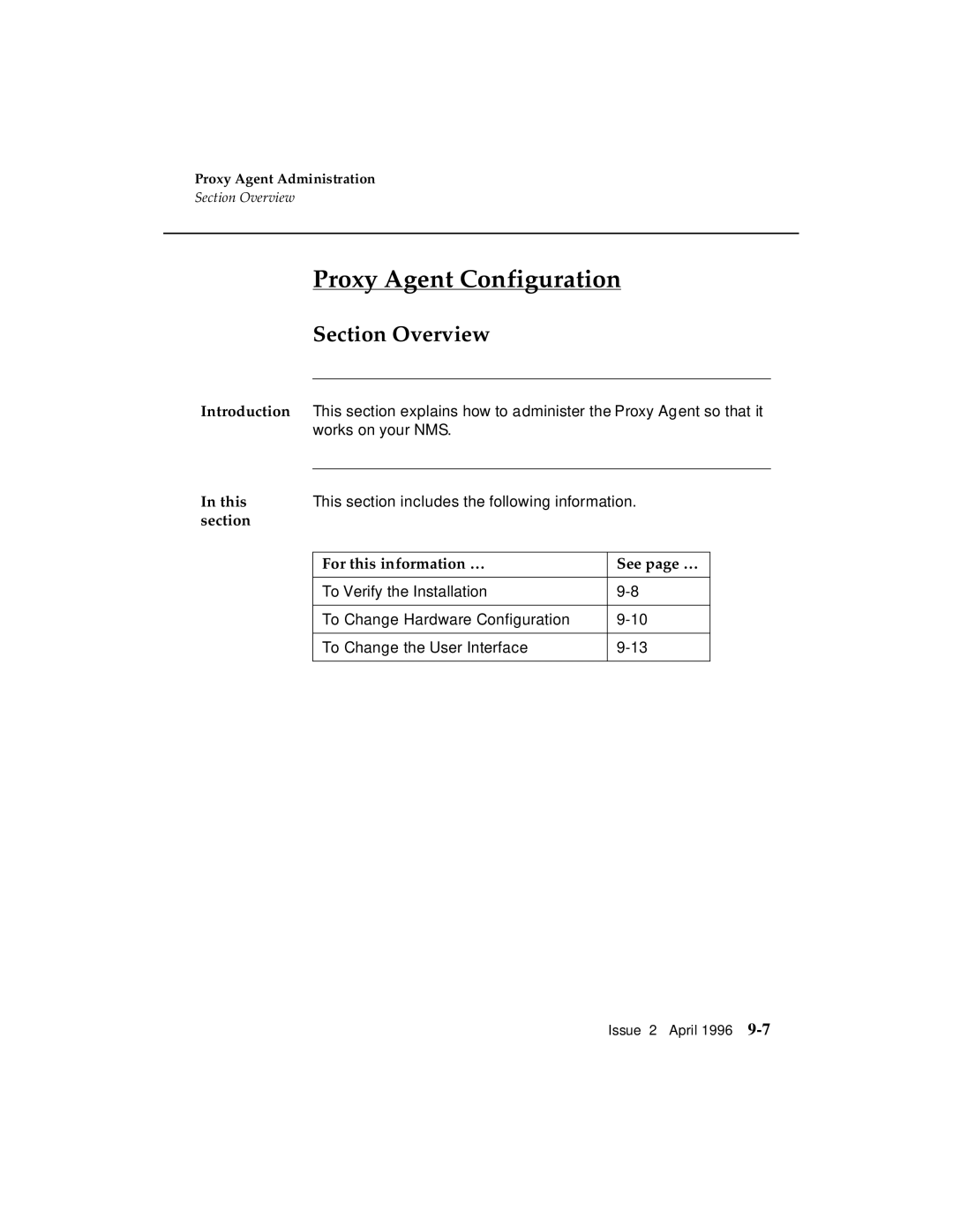 AT&T G3 manual Proxy Agent Configuration, Section Overview 