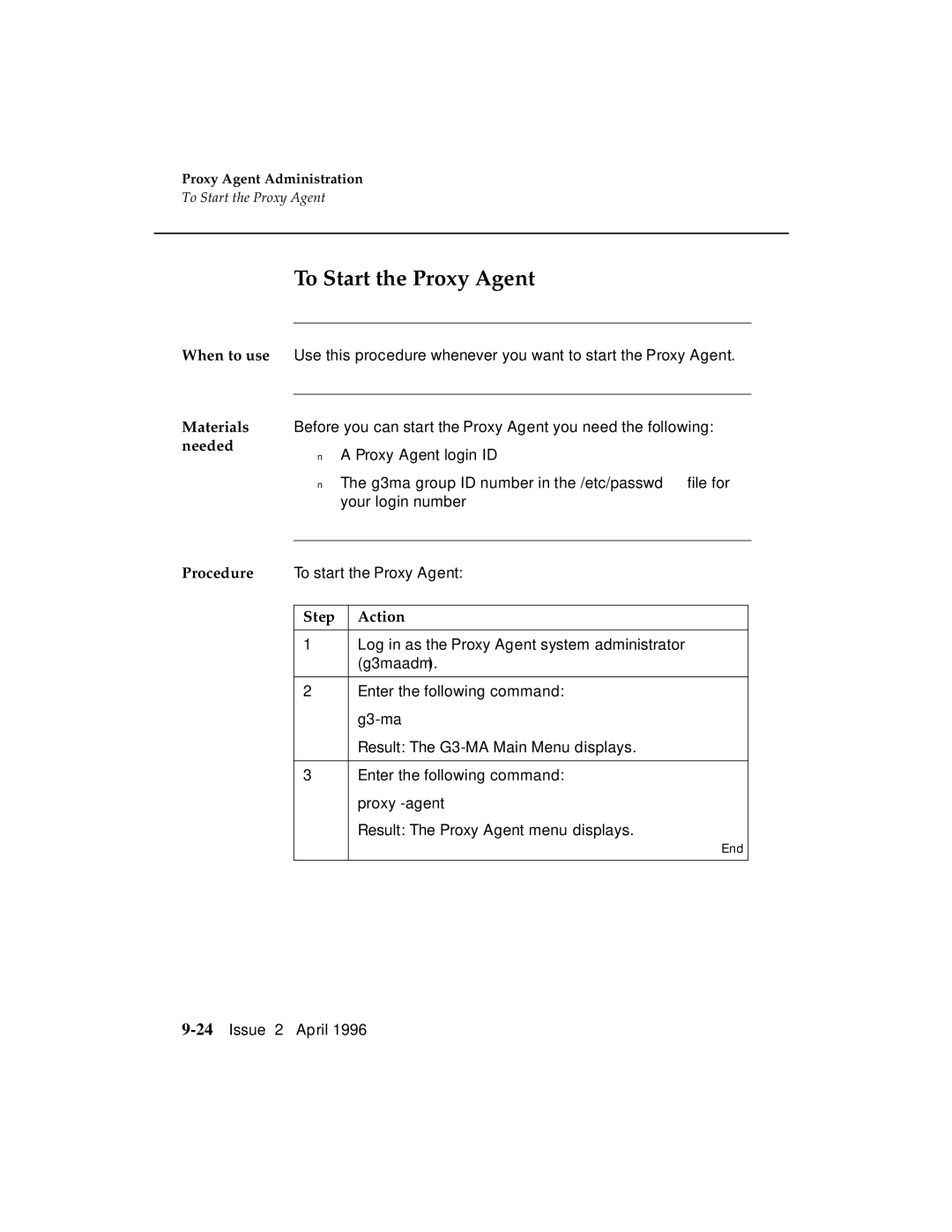 AT&T G3 manual To Start the Proxy Agent, Needed 