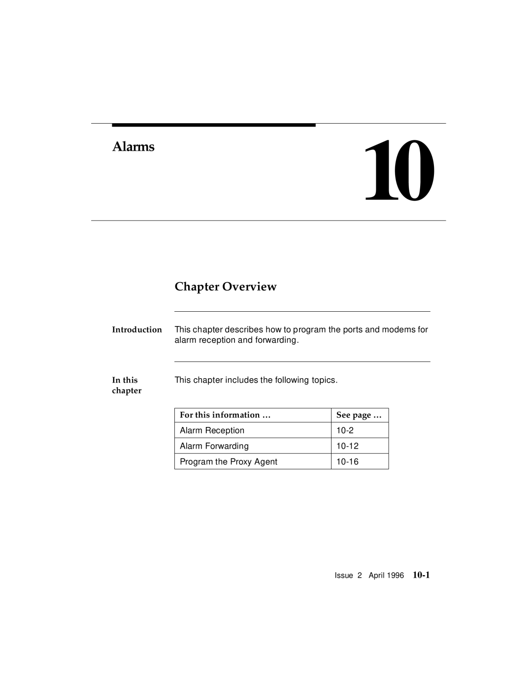 AT&T G3 manual Alarms, Chapter Overview 