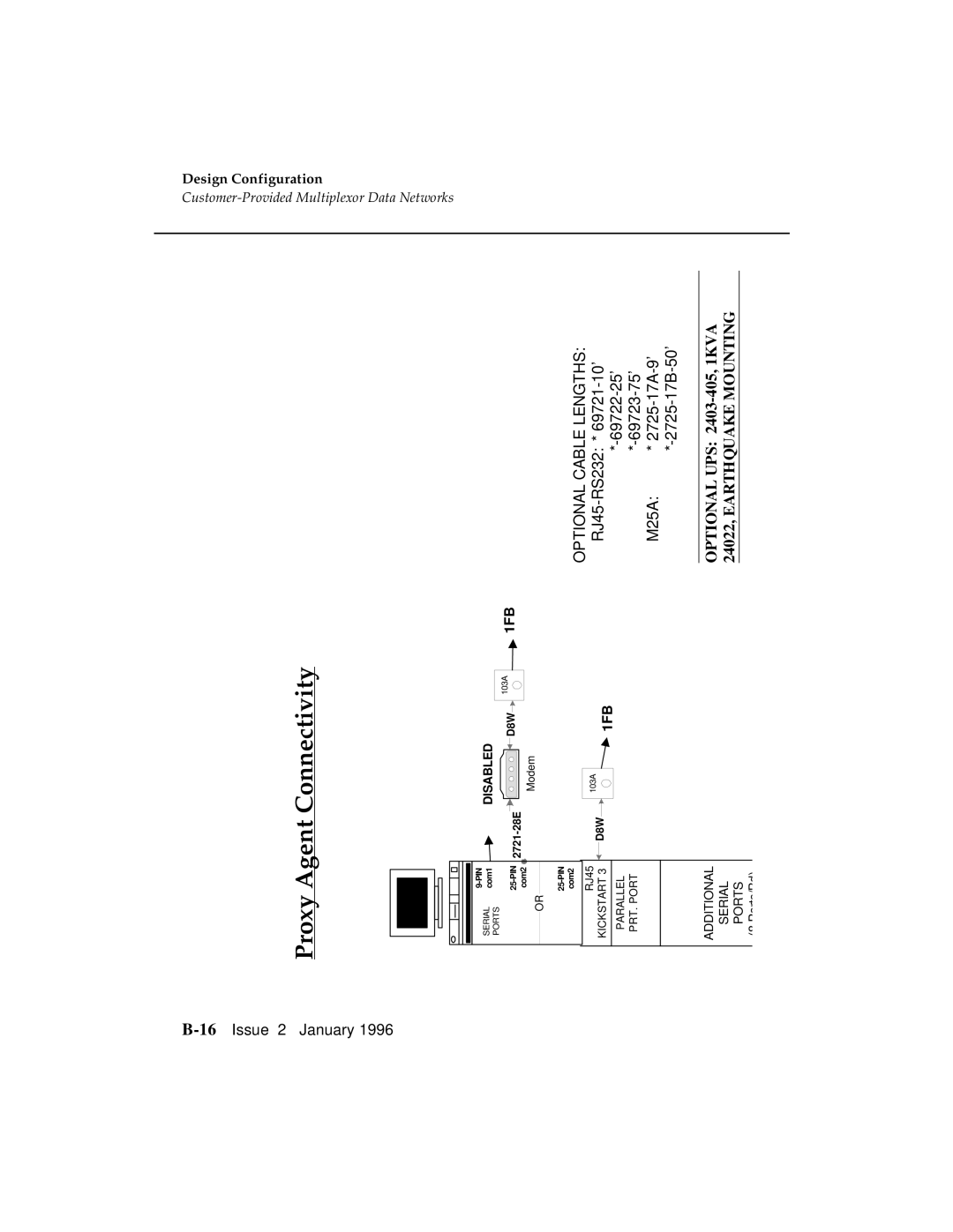 AT&T G3 manual Optional Cable Lengths, Optional UPS 2403-405, 1KVA 