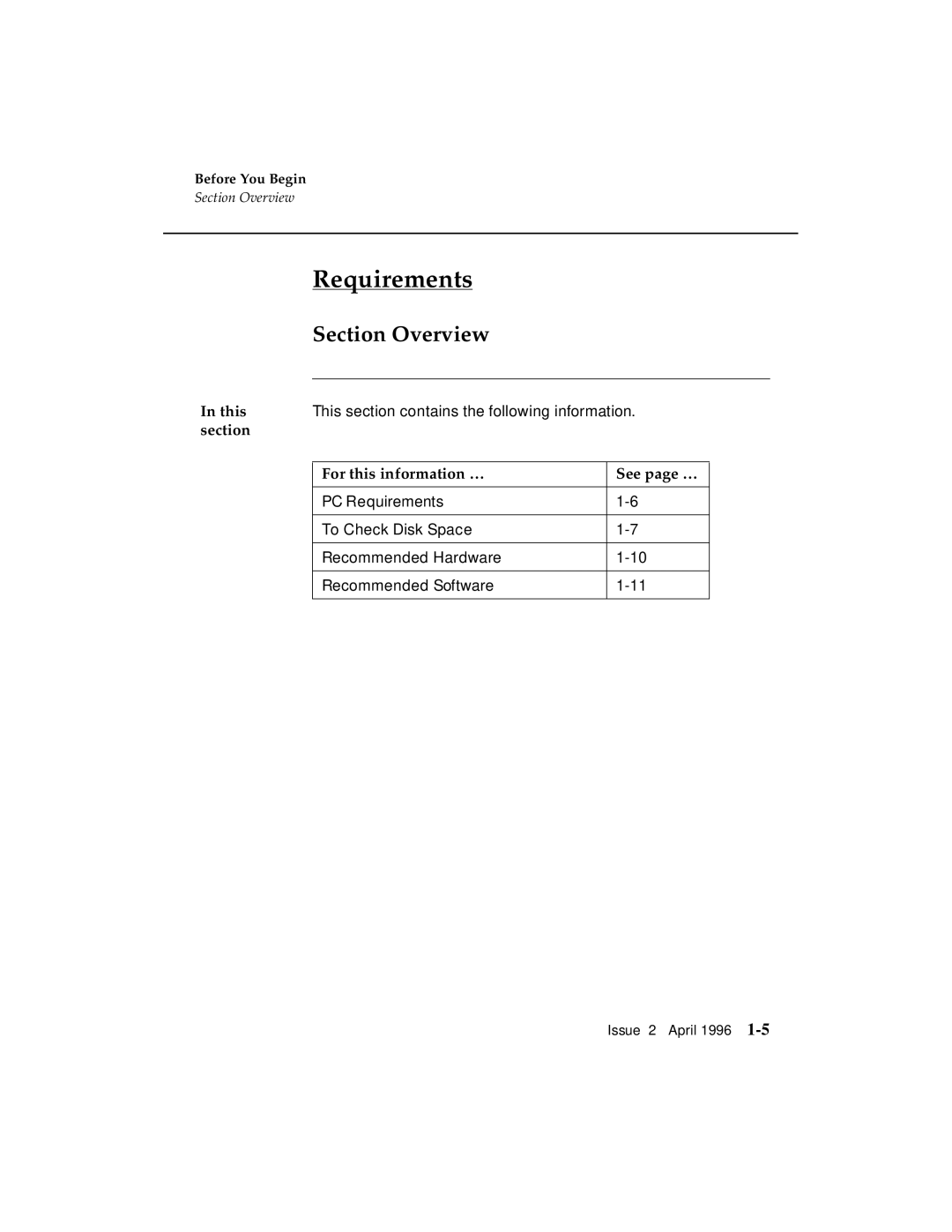 AT&T G3 manual Requirements, Section Overview 