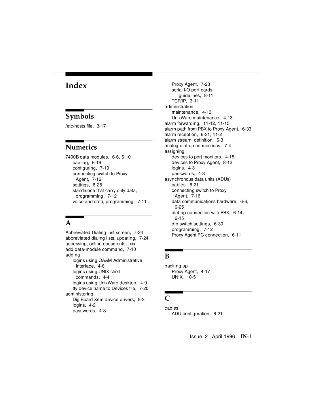 AT&T G3 manual Index, Symbols, Numerics 