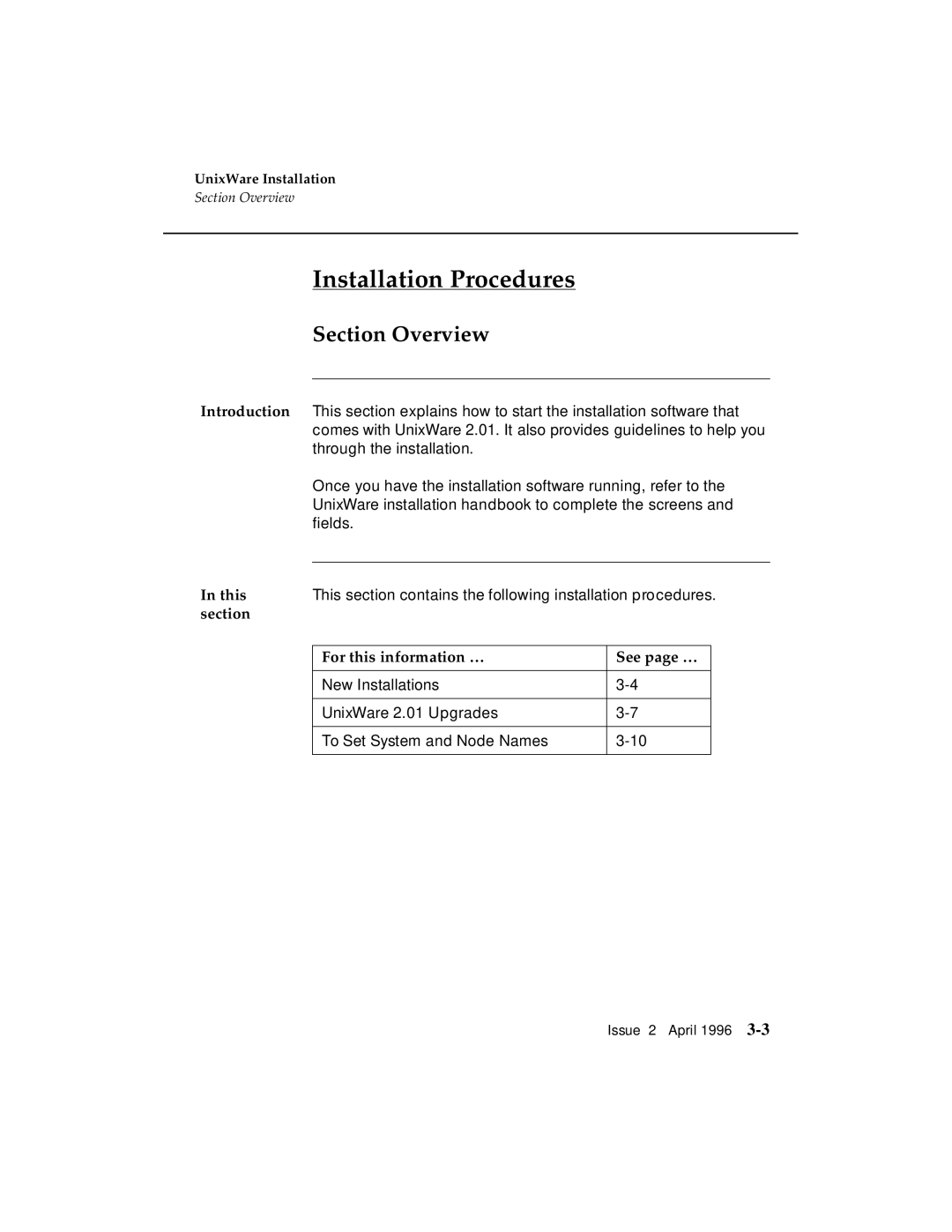 AT&T G3 manual Installation Procedures, Section Overview 