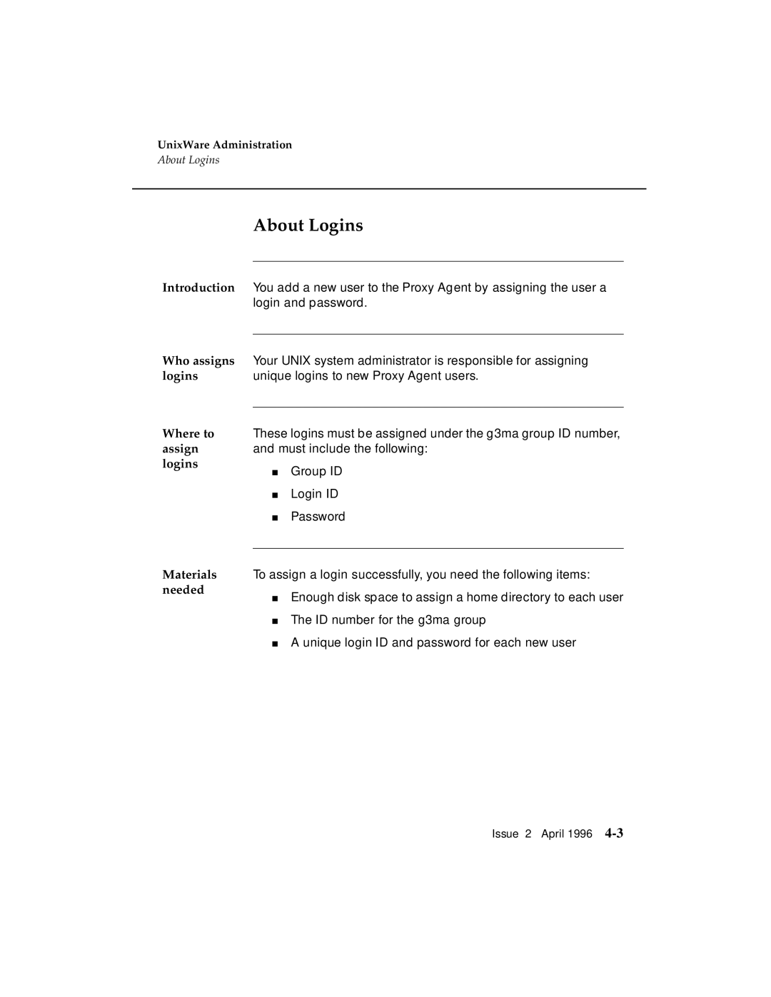 AT&T G3 manual About Logins, Who assigns, Where to, Assign 