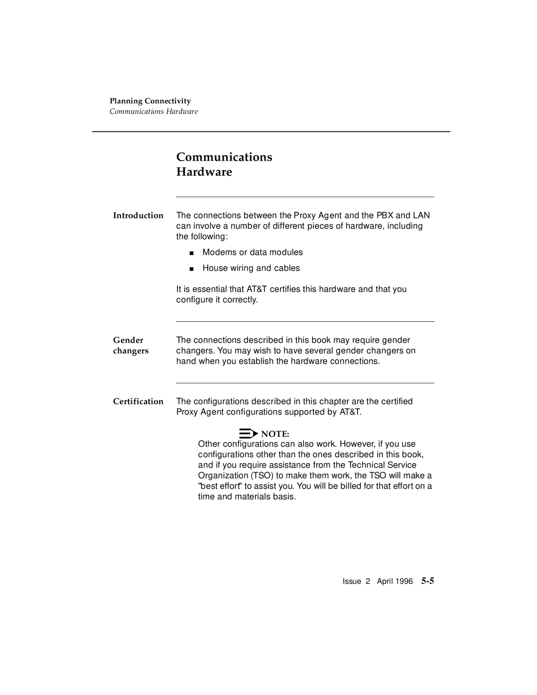 AT&T G3 manual Communications Hardware 