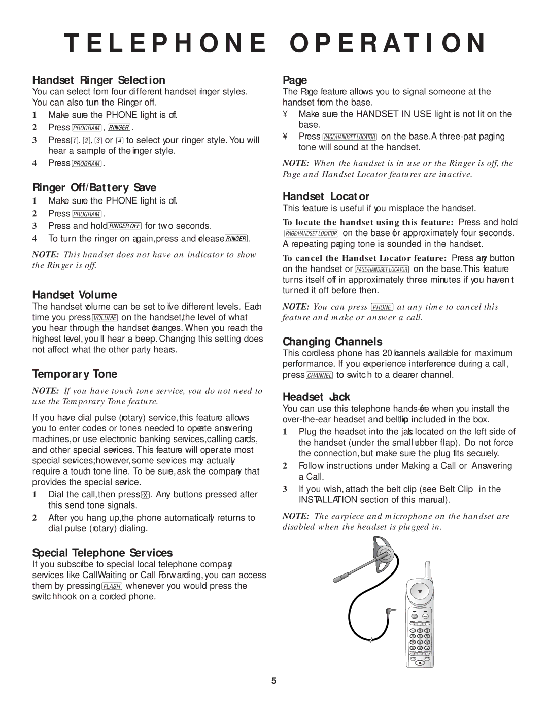 AT&T HS-8200 user manual L E P H O N E, E R a T I O N 