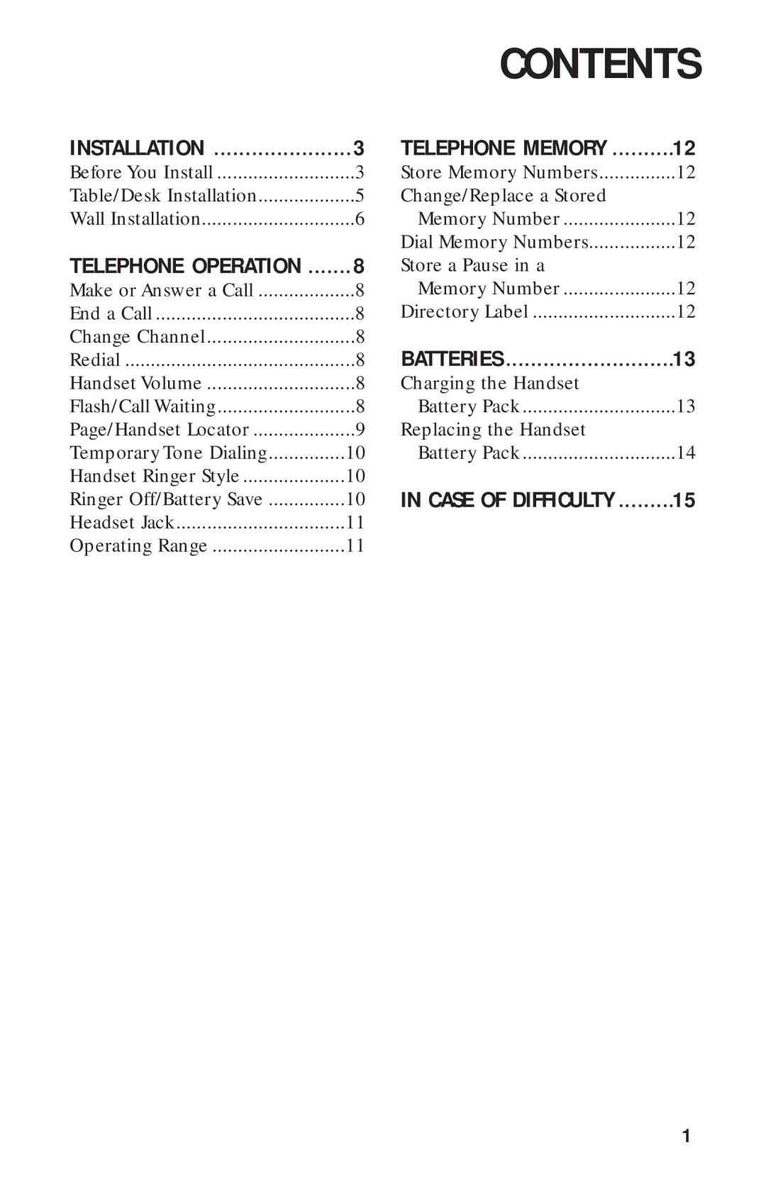 AT&T HS-8211 user manual Contents 