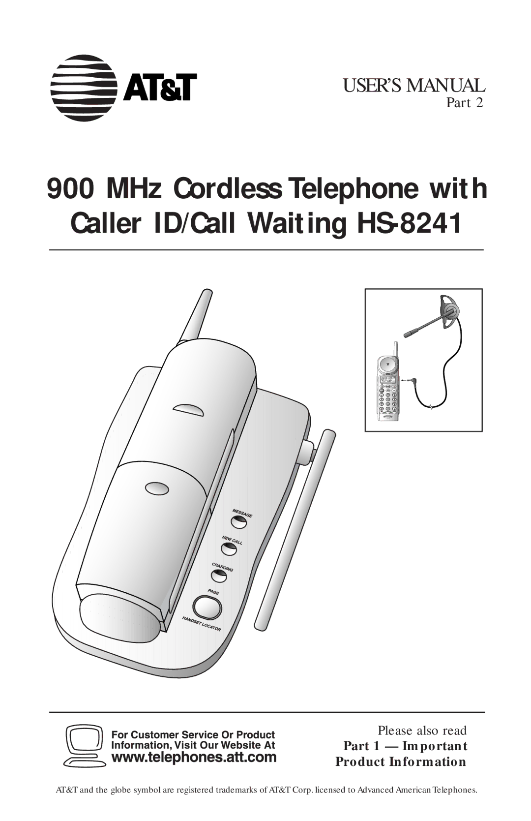 AT&T user manual Caller ID/Call Waiting HS-8241 