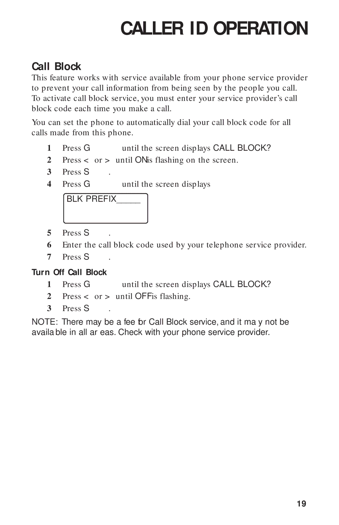 AT&T HS-8241 user manual Turn Off Call Block 