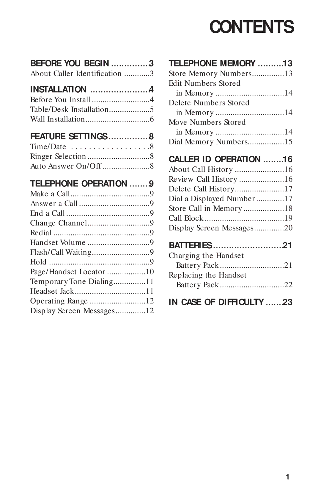 AT&T HS-8241 user manual Contents 