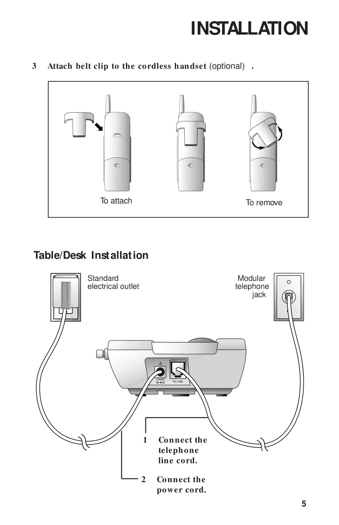 AT&T HS-8241 user manual Table/Desk Installation 