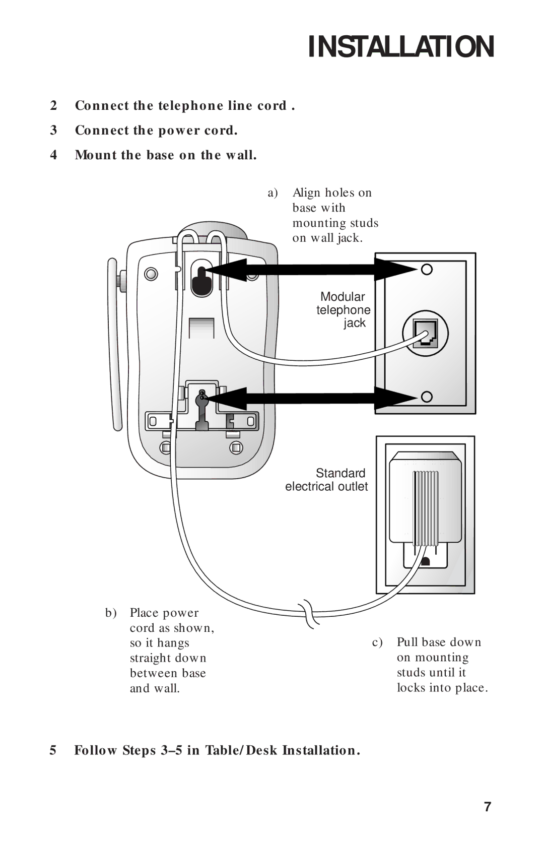 AT&T HS-8241 user manual Follow Steps 3-5 in Table/Desk Installation 