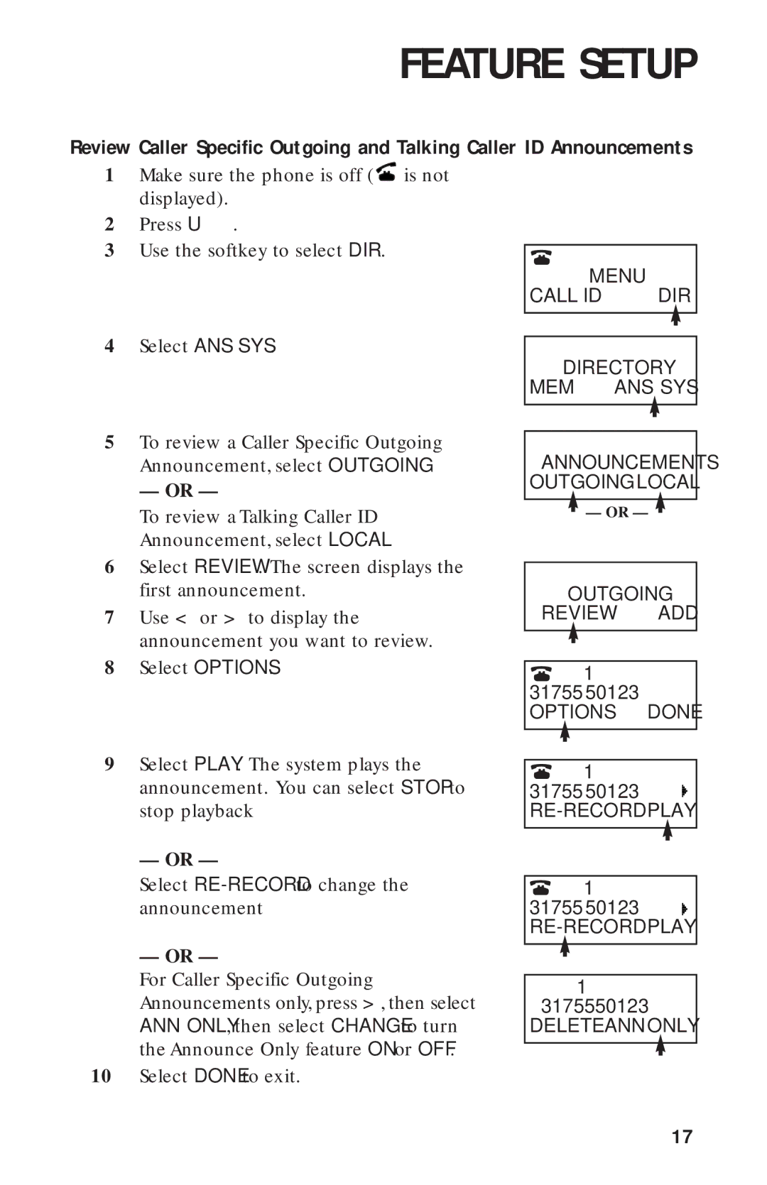 AT&T HS-8270 user manual Menu Call ID DIR Directory MEM ANS SYS 