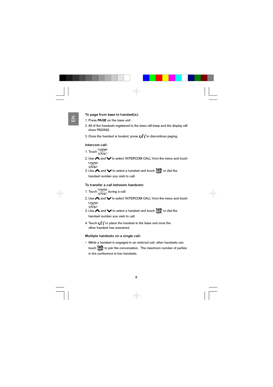 AT&T ID-282H manual To page from base to handsets, Intercom call, To transfer a call between handsets 