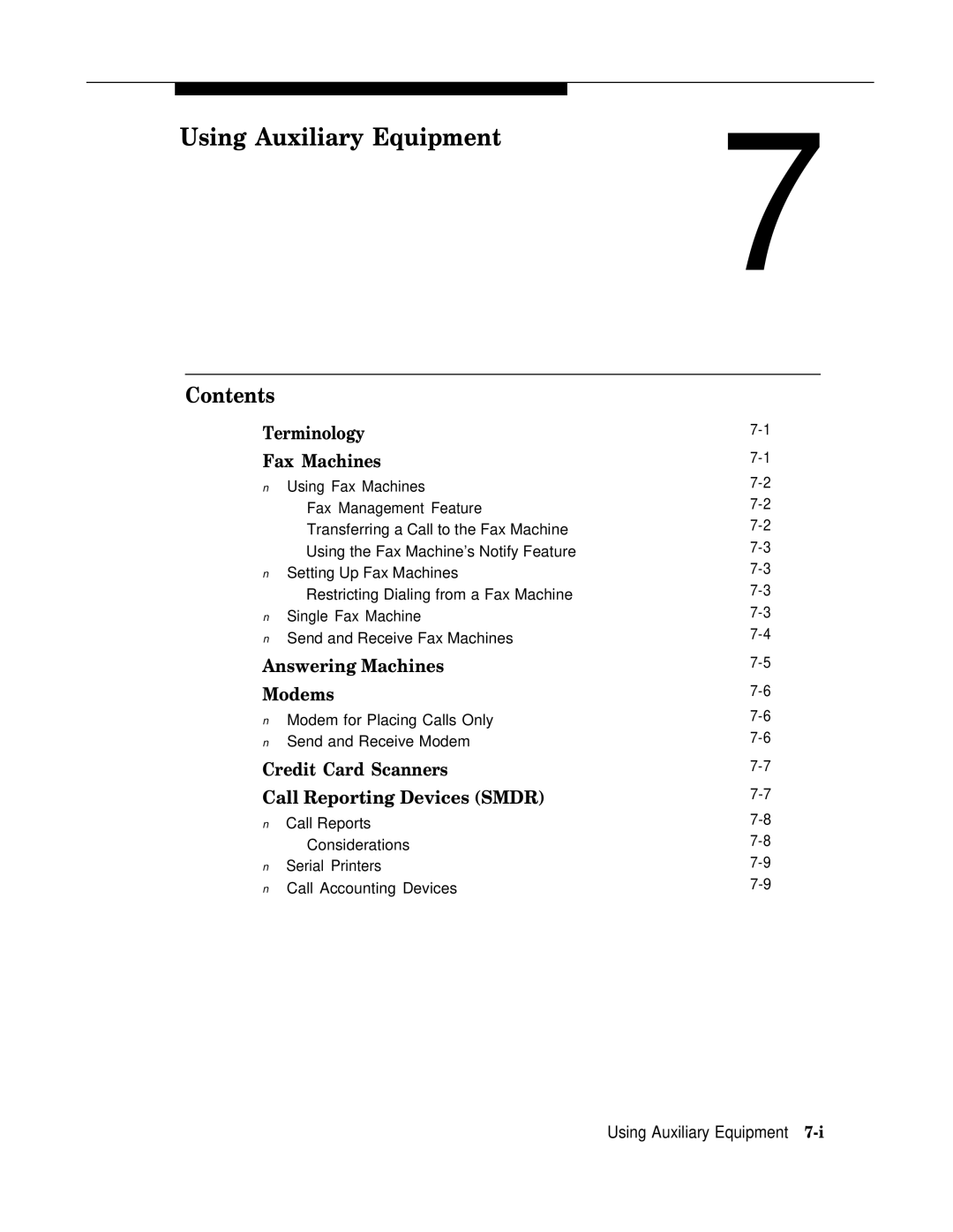 AT&T II manual Using Auxiliary Equipment, Terminology Fax Machines, Answering Machines Modems 