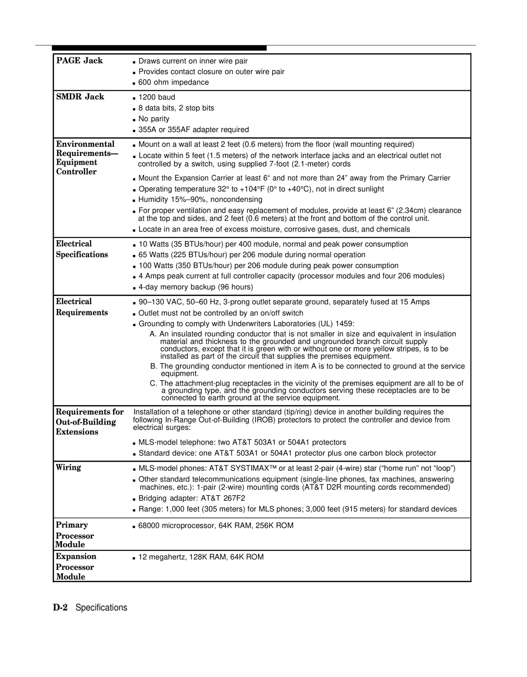 AT&T II manual 2Specifications 