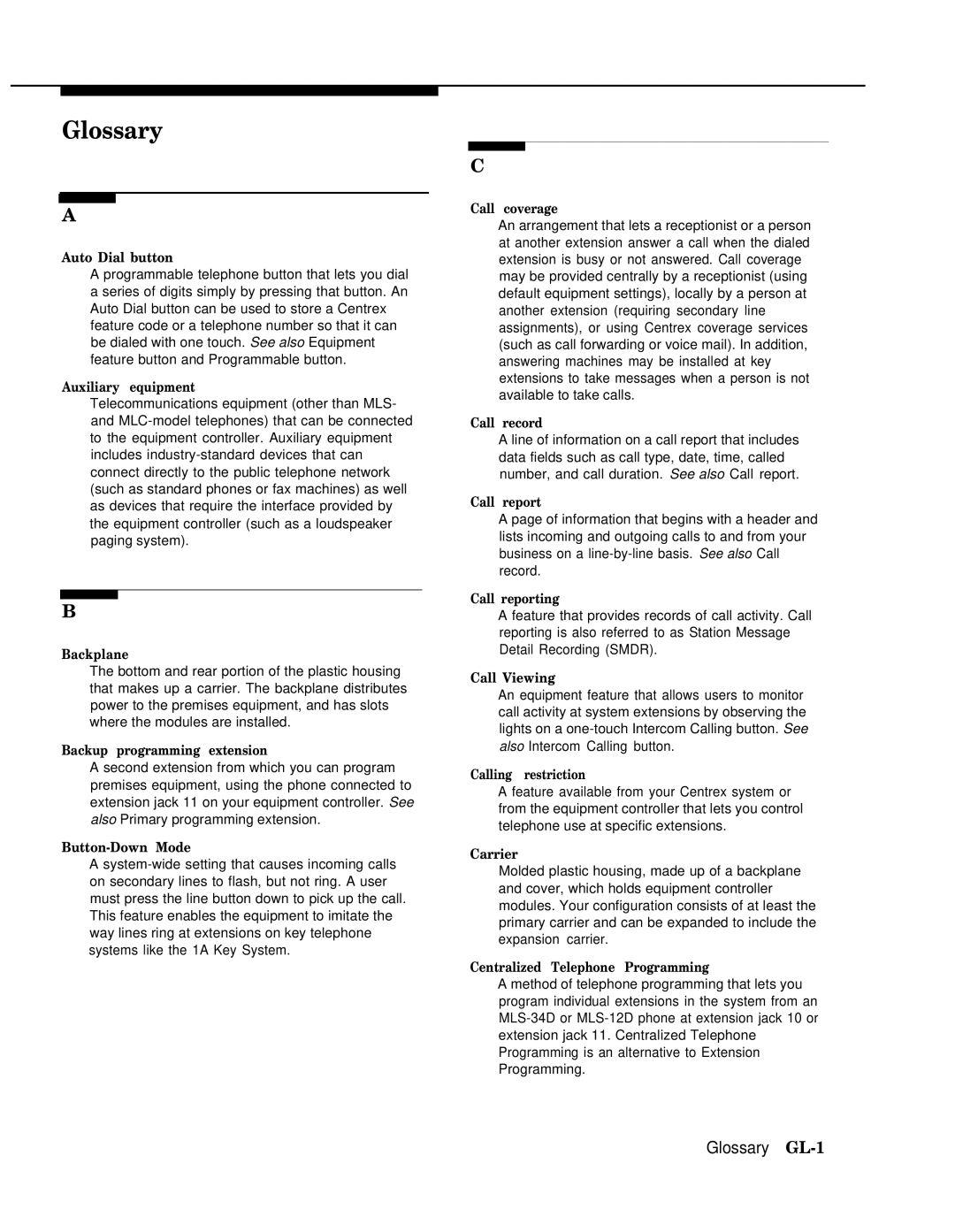 AT&T II manual Glossary GL-1 