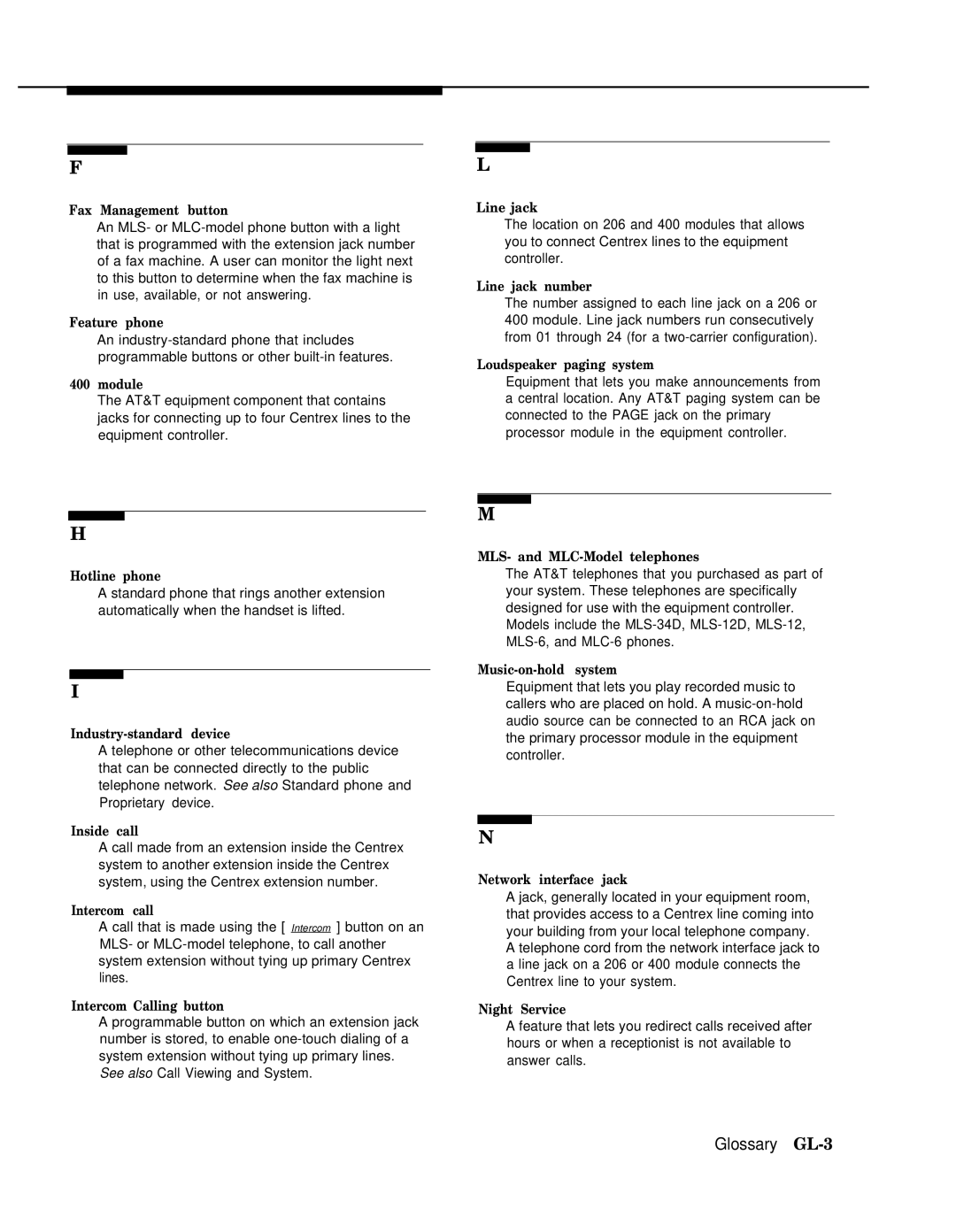 AT&T II manual Glossary GL-3, Fax Management button 