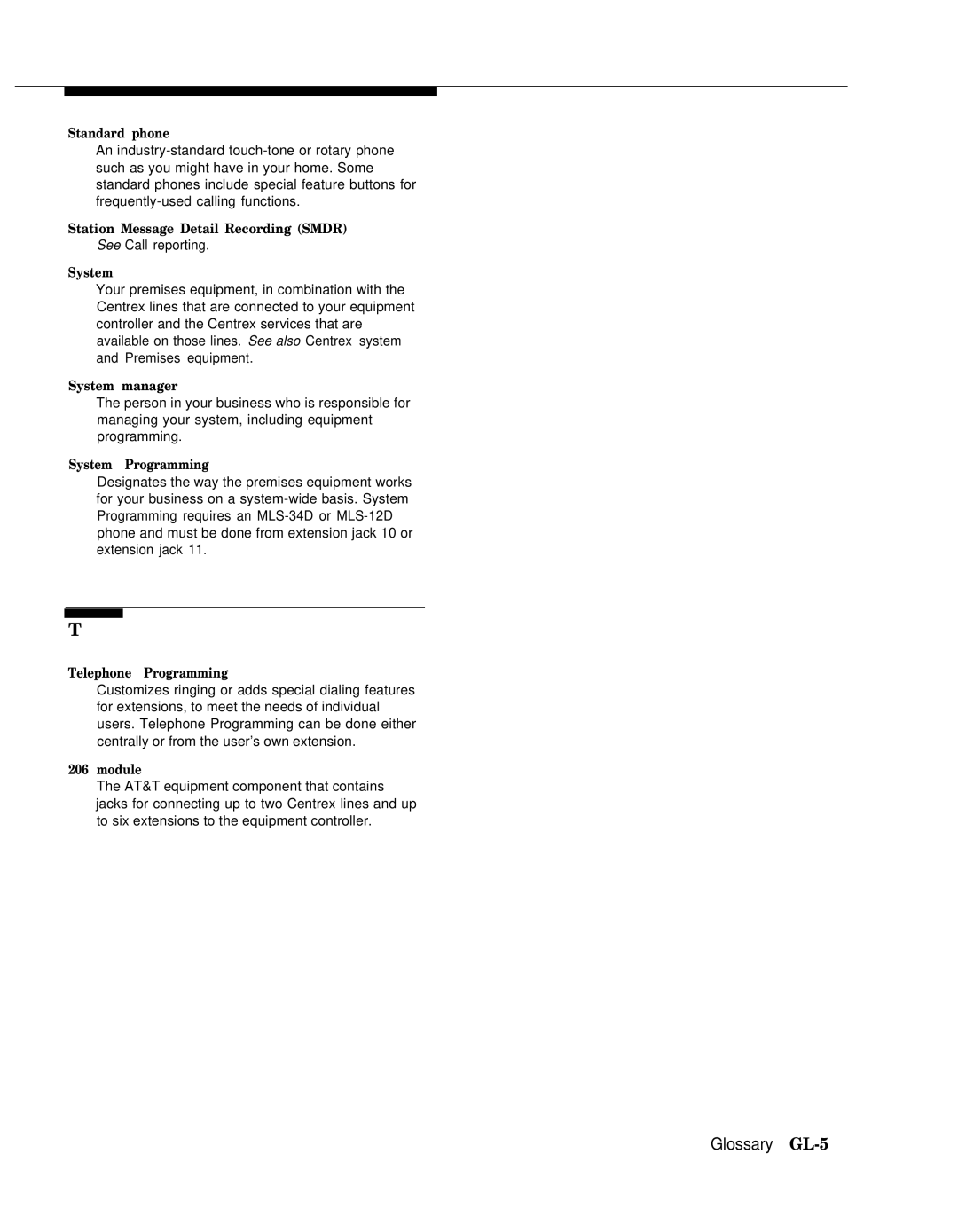 AT&T II manual Glossary GL-5, Standard phone 