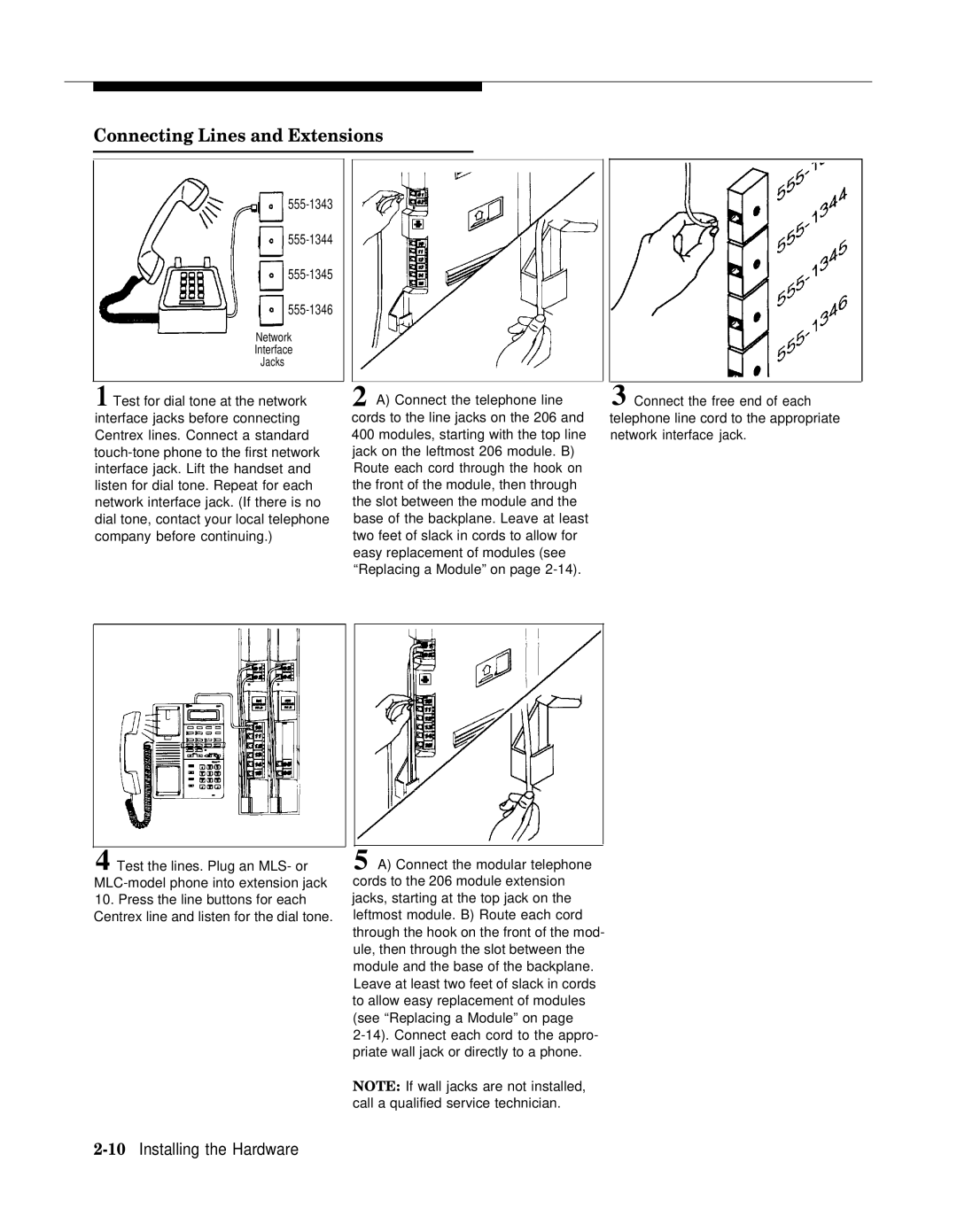 AT&T II manual Connecting Lines and Extensions, 10Installing the Hardware 