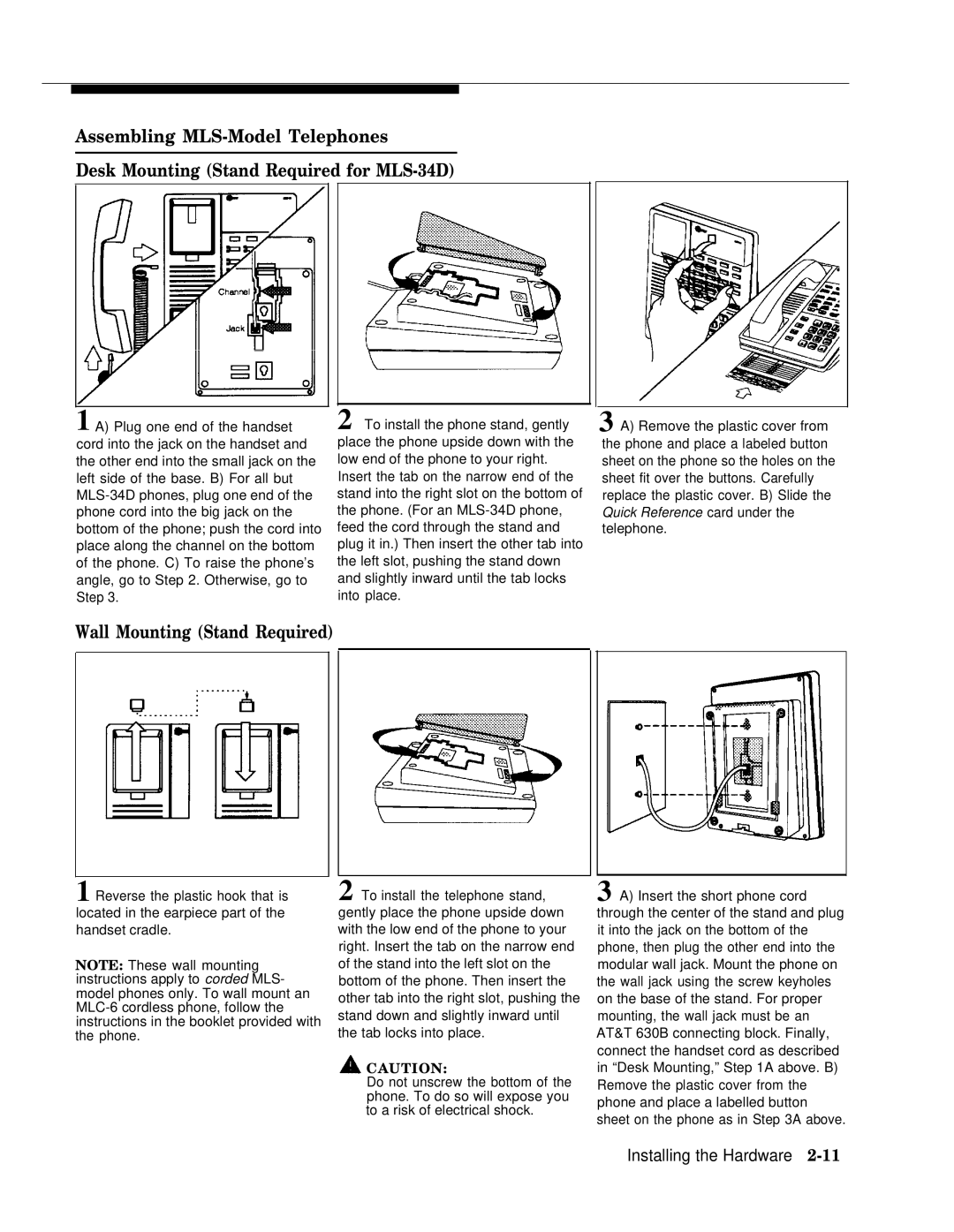 AT&T II manual Wall Mounting Stand Required 