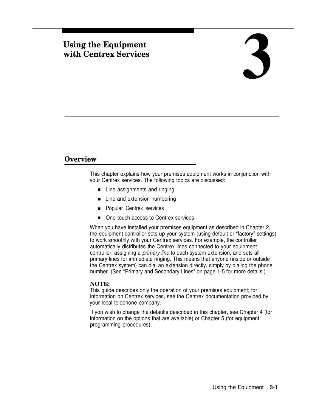 AT&T II manual Using the Equipment With Centrex Services, Overview 