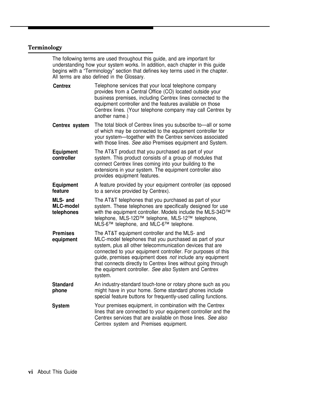 AT&T II manual Terminology 