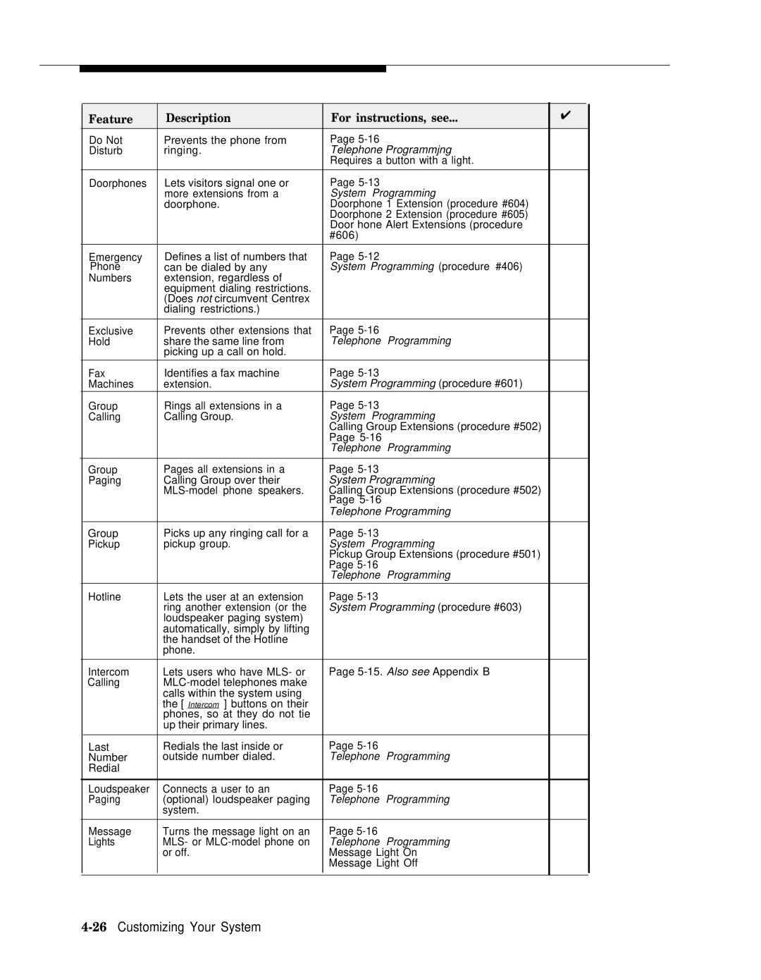 AT&T II manual 26Customizing Your System, Telephone Programmjng, System Programming procedure #406 