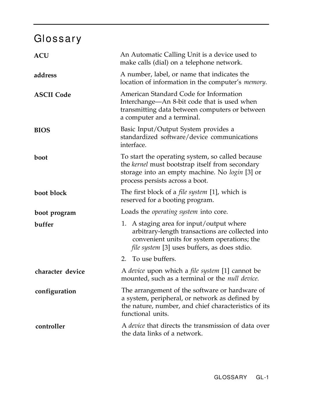 AT&T IPC-1600 manual Glossary, Bios 