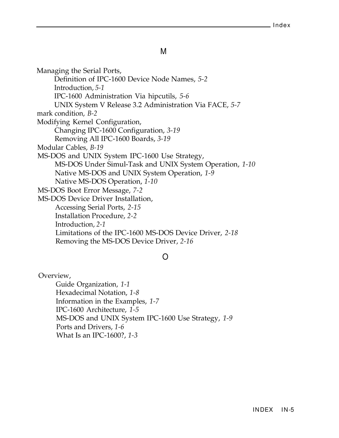 AT&T IPC-1600 manual Index IN-5 