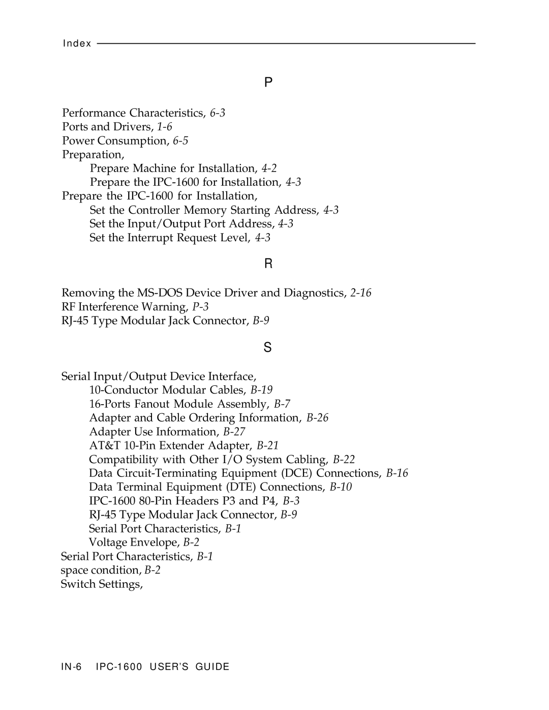 AT&T manual IN-6 IPC-1600 USER’S Guide 