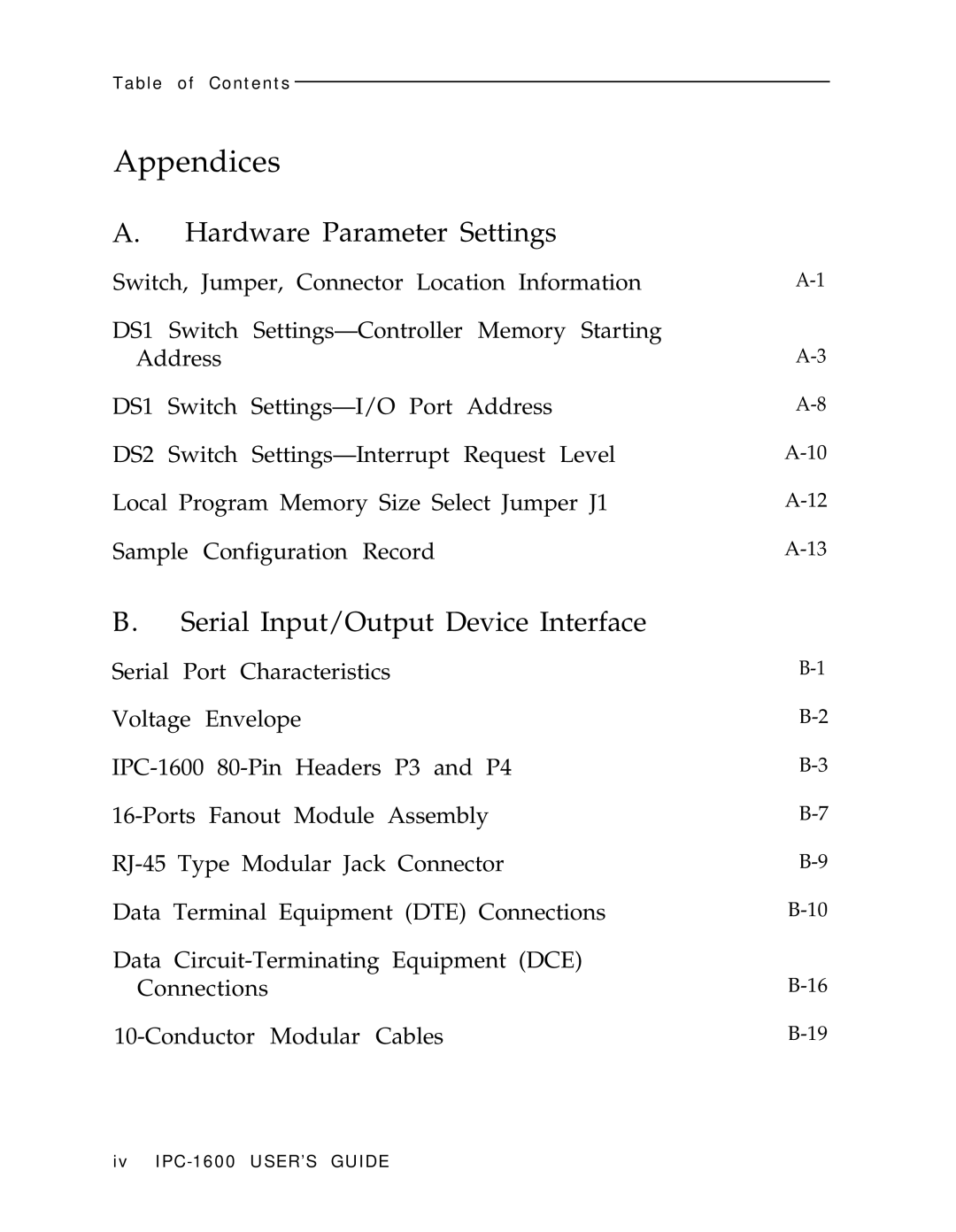 AT&T IPC-1600 manual Appendices 