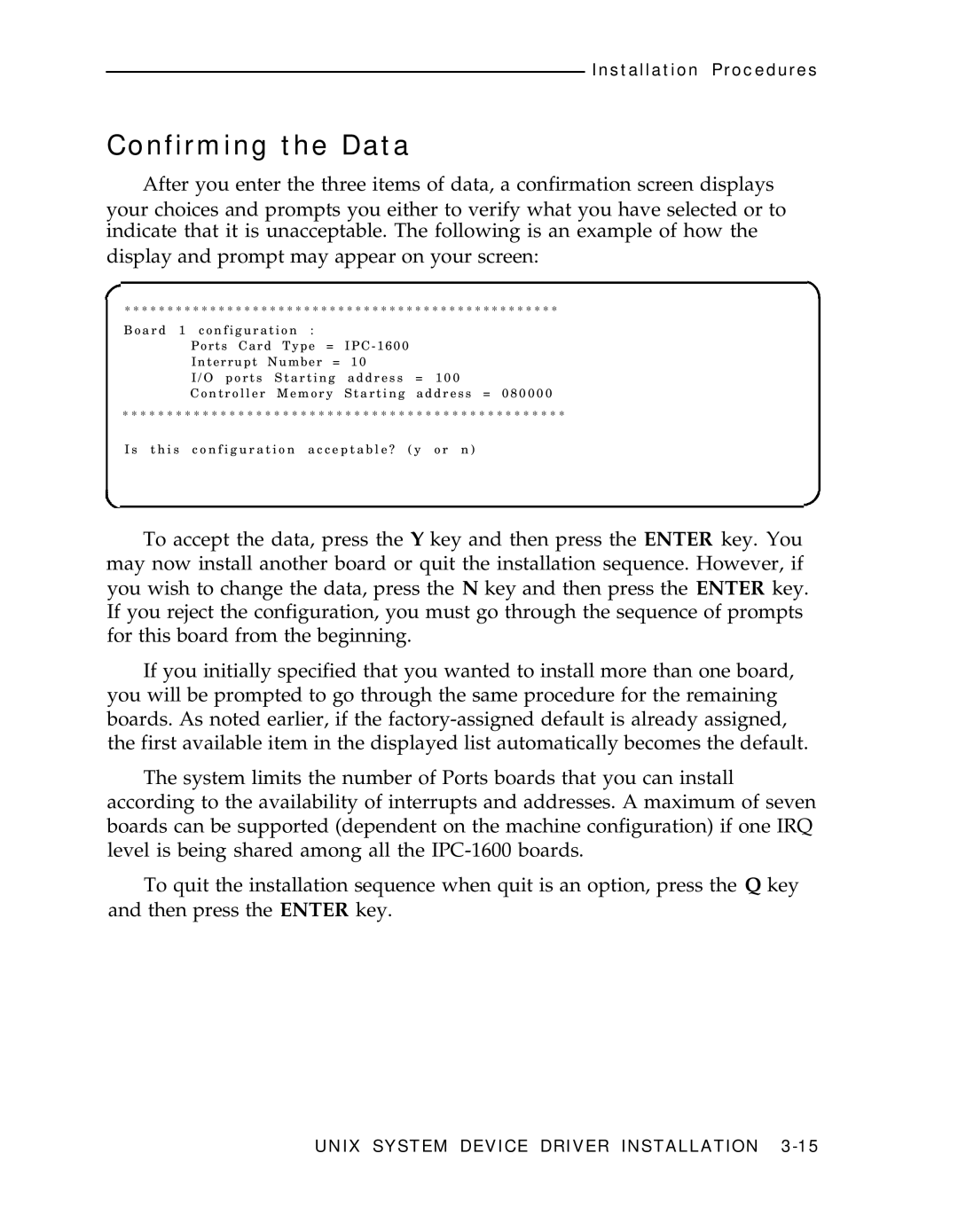 AT&T IPC-1600 manual Confirming the Data 