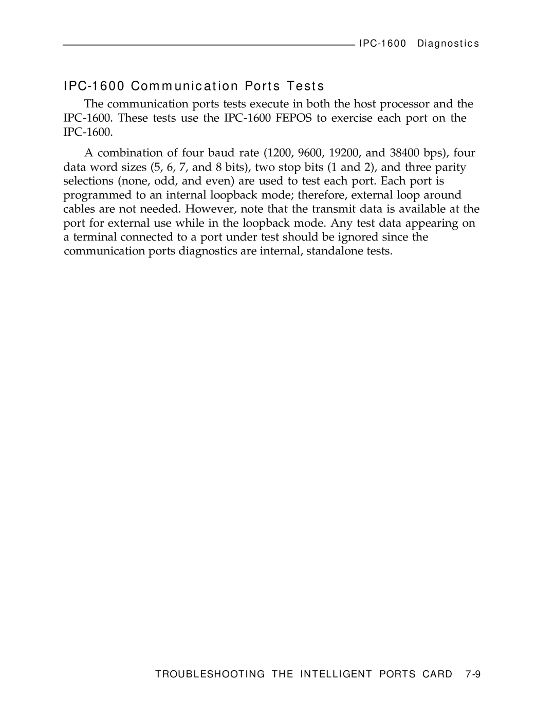 AT&T manual IPC-1600 Communication Ports Tests 