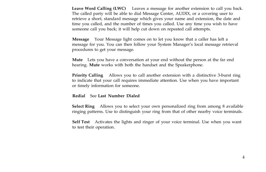 AT&T ISDN 7507, ISDN 7505, ISDN 7506 manual Redial See Last Number Dialed 