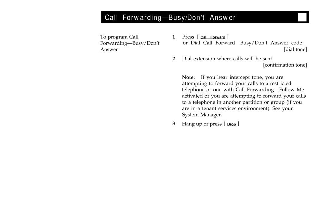 AT&T ISDN 7506, ISDN 7507, ISDN 7505 manual Call Forwarding-Busy/Dont Answer 