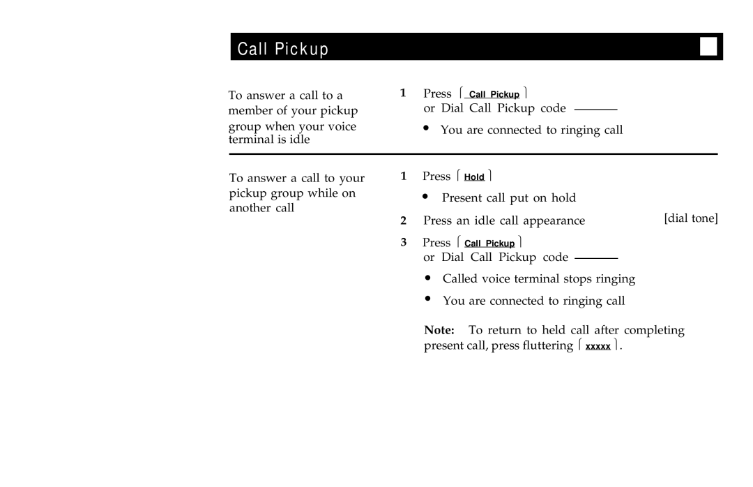 AT&T ISDN 7507, ISDN 7505, ISDN 7506 manual Call Pickup 