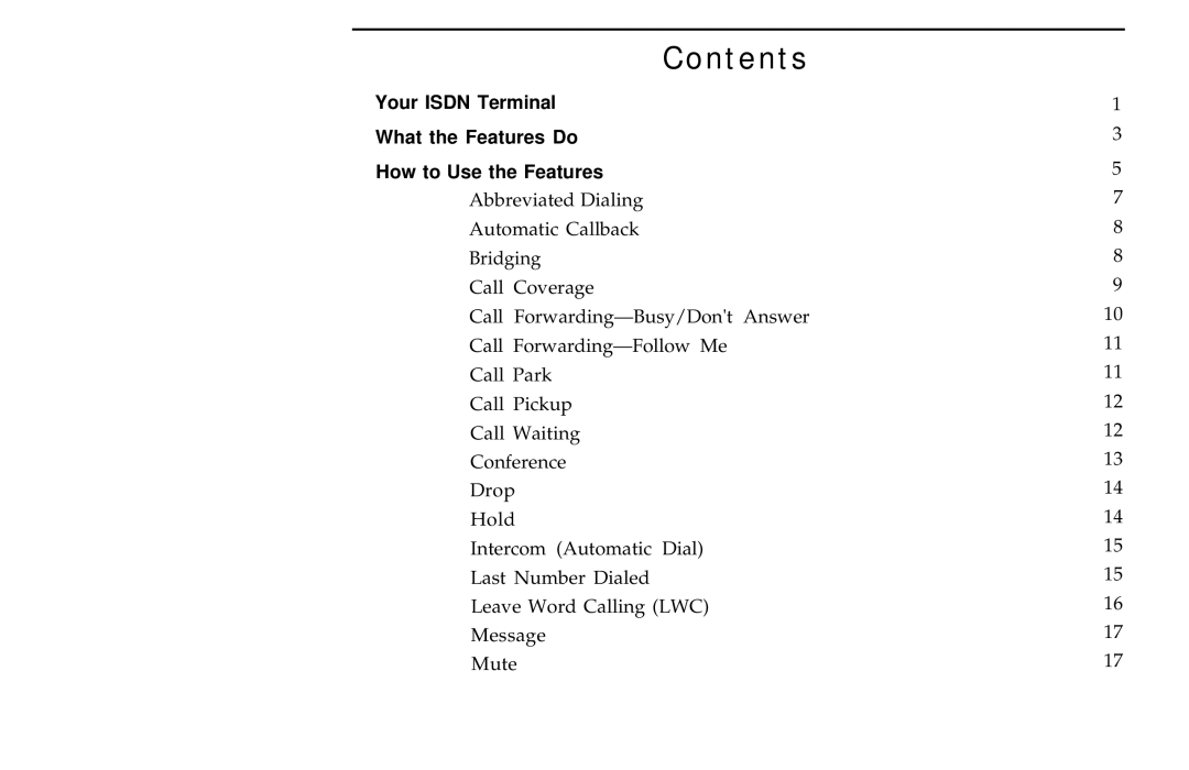 AT&T ISDN 7507, ISDN 7505, ISDN 7506 manual Contents 