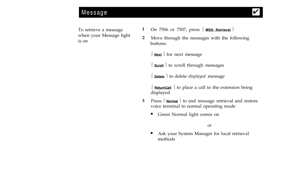 AT&T ISDN 7505, ISDN 7507, ISDN 7506 manual Message 