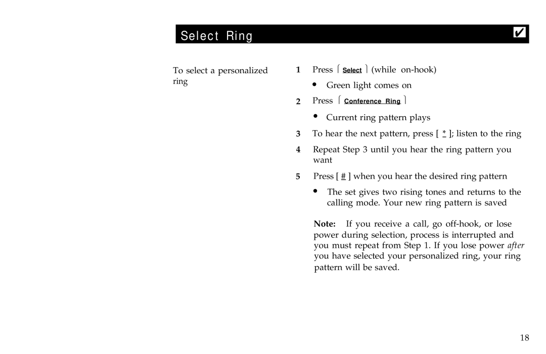 AT&T ISDN 7505, ISDN 7507, ISDN 7506 manual Select Ring 