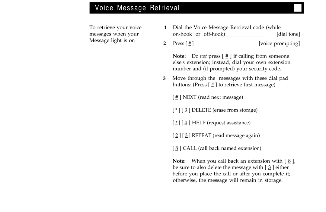 AT&T ISDN 7506, ISDN 7507, ISDN 7505 manual Voice Message Retrieval 