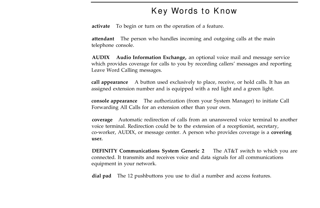 AT&T ISDN 7507, ISDN 7505, ISDN 7506 manual Key Words to Know 