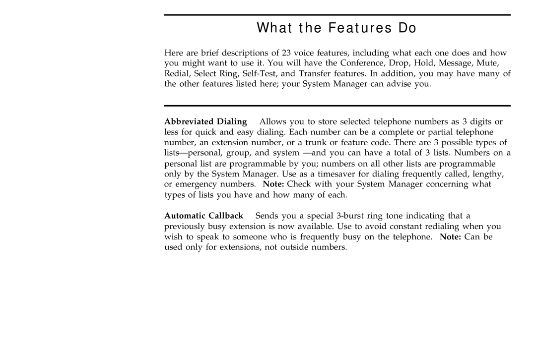 AT&T ISDN 7507, ISDN 7505, ISDN 7506 manual What the Features Do 